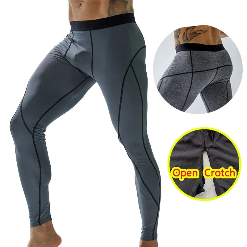 Men Gym Open Crotch Leggings